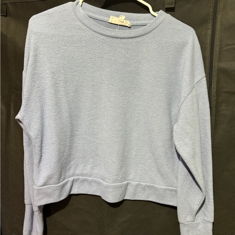 Pink Rose Light Blue Crew Neck Sweater
